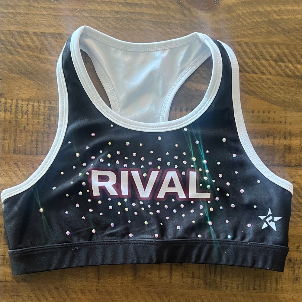 Rival Black and White Embellished Sports Bra - YL